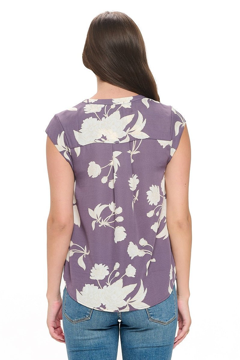 Image of West K Olivia Cap Sleeve V - Neck Top Lavender Floral