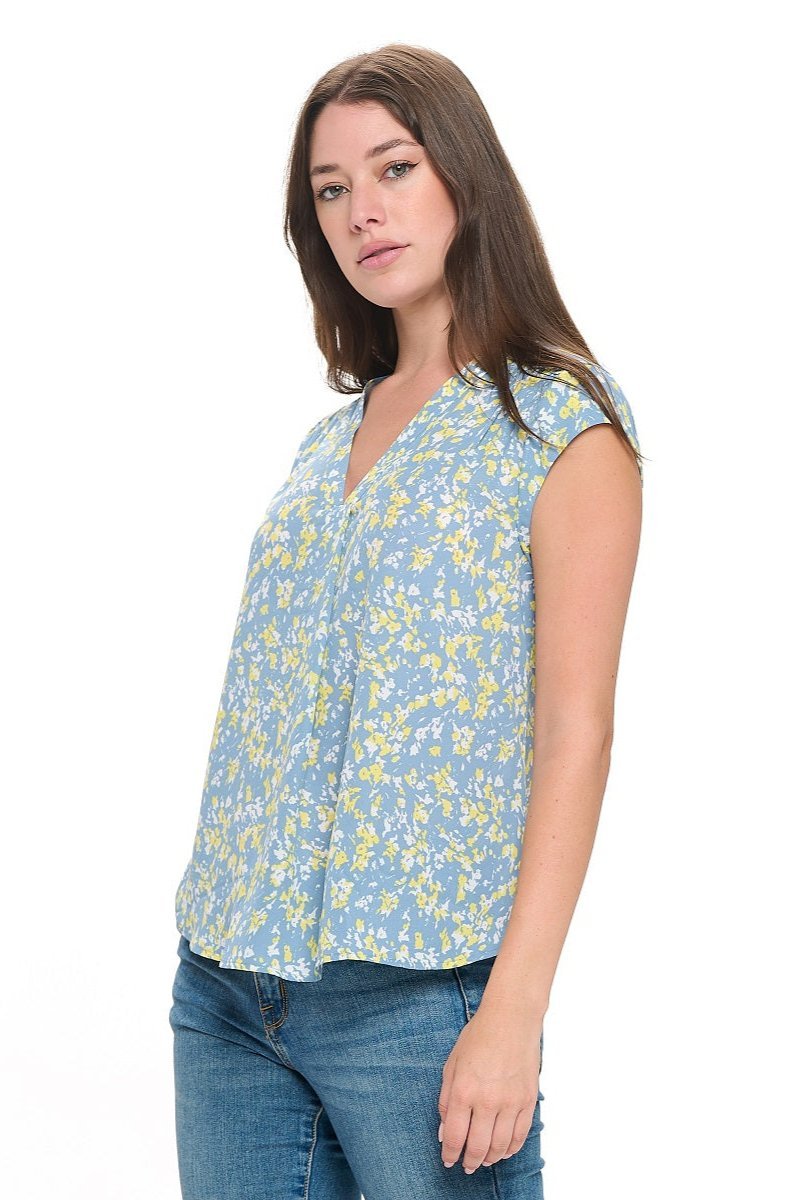 Image of West K Olivia Cap Sleeve V - Neck Top Seafoam Non Print