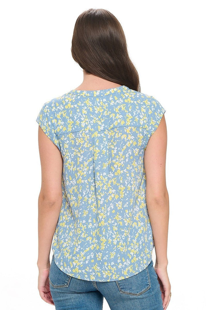 Image of West K Olivia Cap Sleeve V - Neck Top Seafoam Non Print