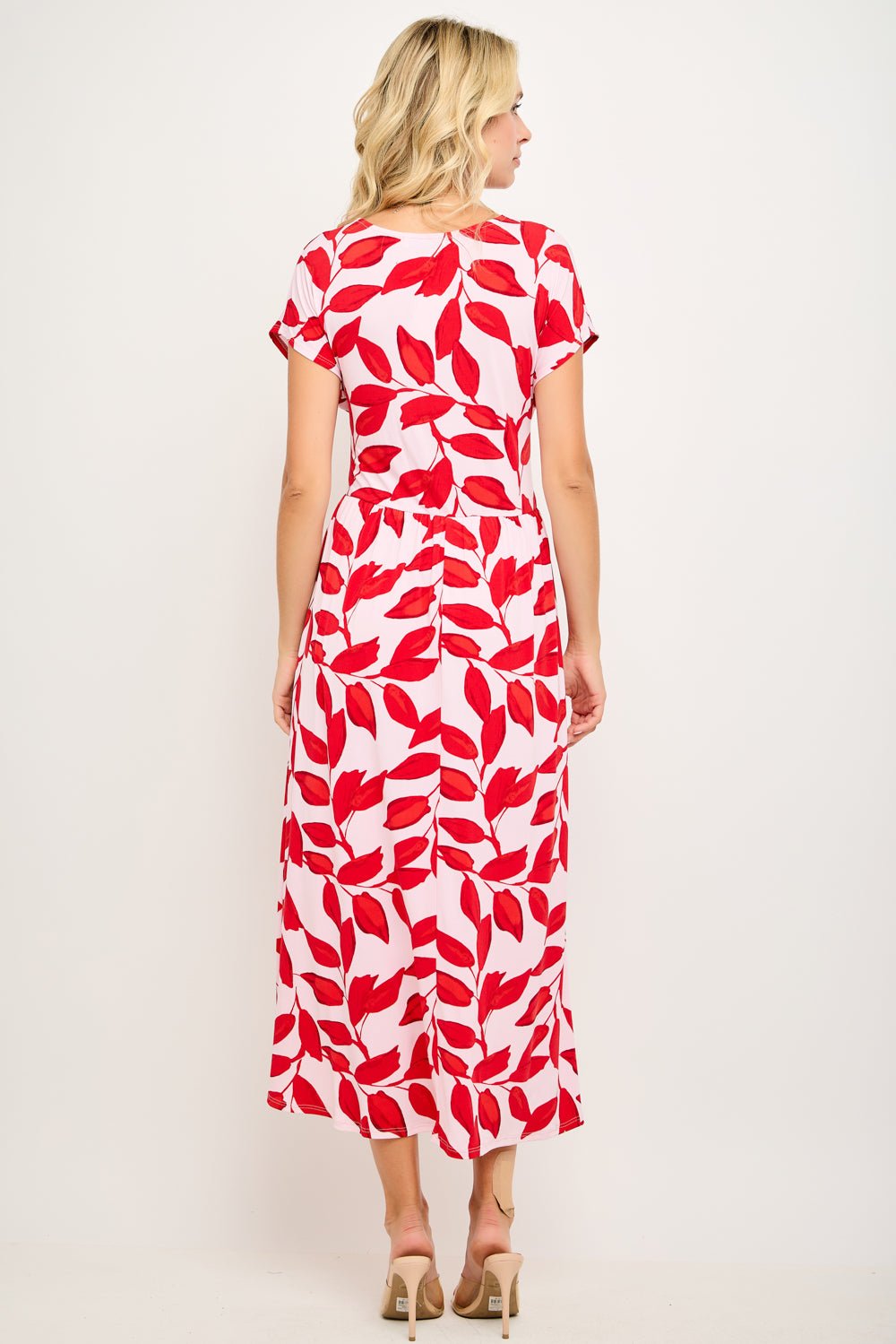 Image of West K Oona Surplice Tie - Waist Midi Dress Red Combo Floral
