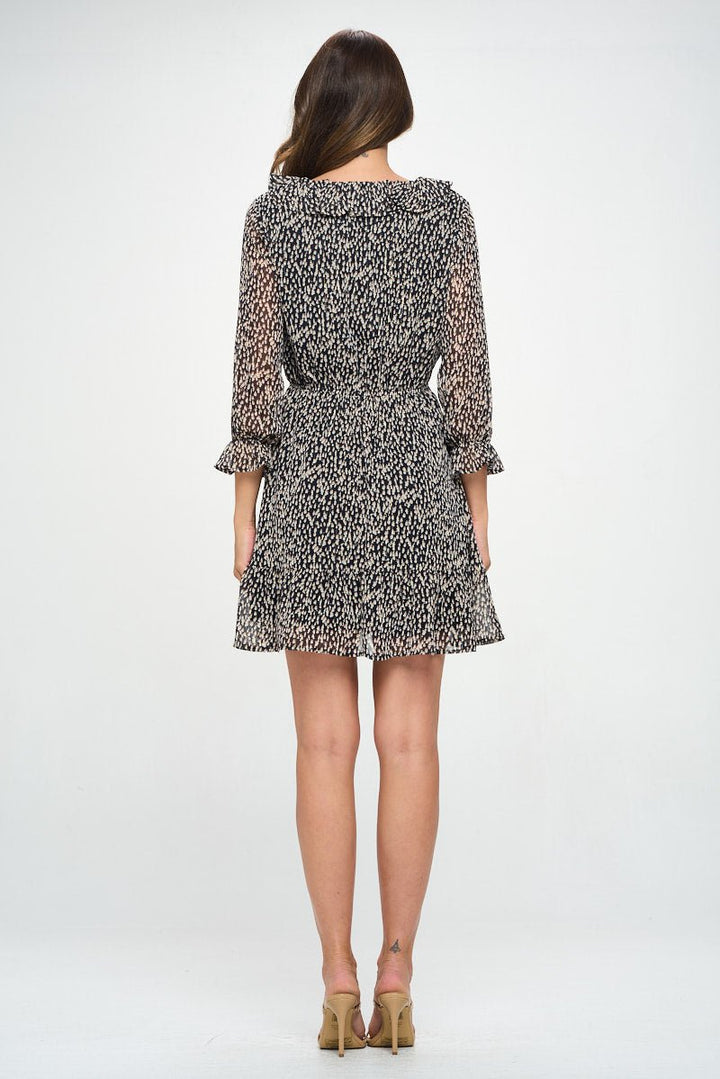 Image of West K Pippa Printed Knee Length Dress Black Non Prints