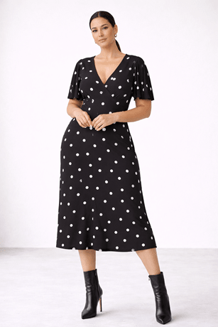 plus size flutter sleeve midi dress Wholesale MOQ6 Plus Size V-Neck Flutter Sleeve Midi Dress