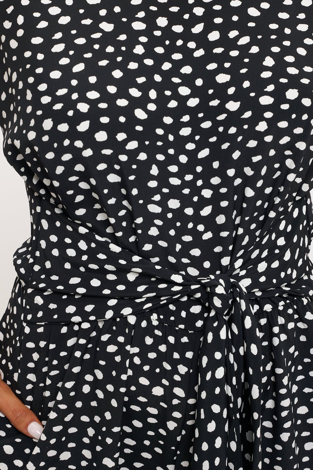 Image of West K Priya Dolman Sleeve Tie Front Jumpsuit Blk/Wht Multi