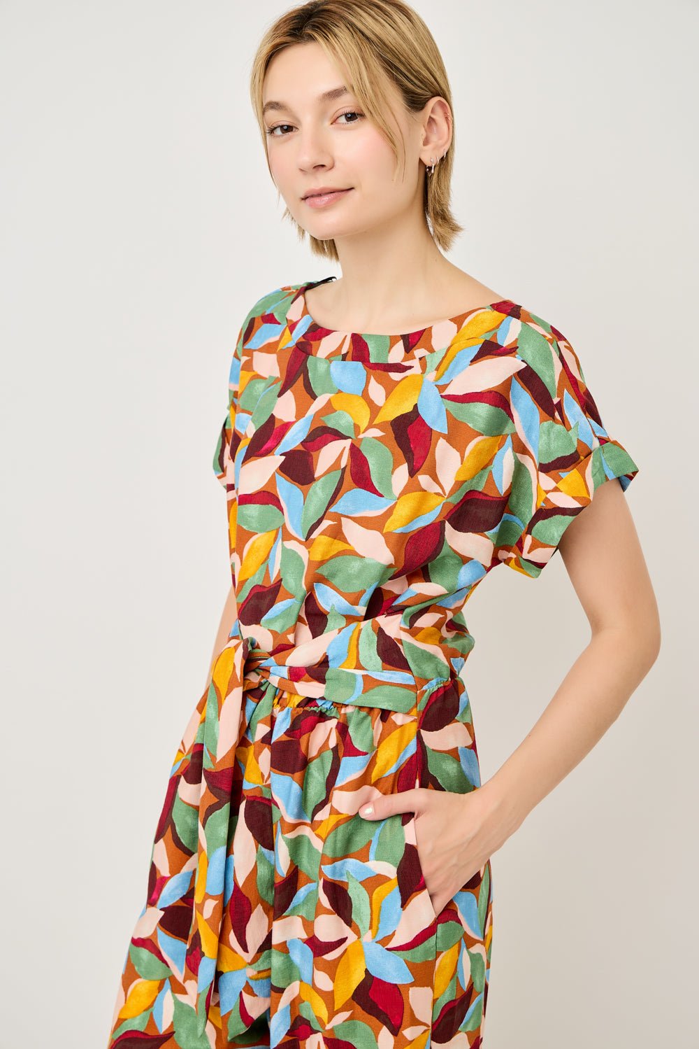 Image of West K Priya Dolman Sleeve Tie Front Jumpsuit Spiced Multi