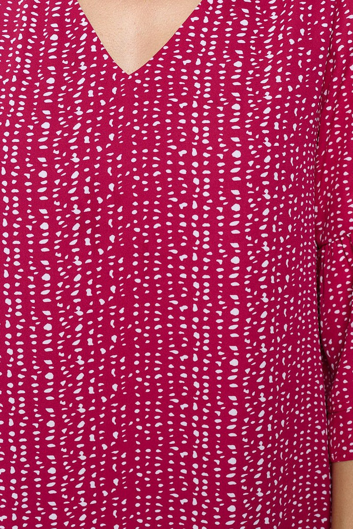 Image of West K Rebecca Tiered Bell Sleeve Dress Magenta Pebble