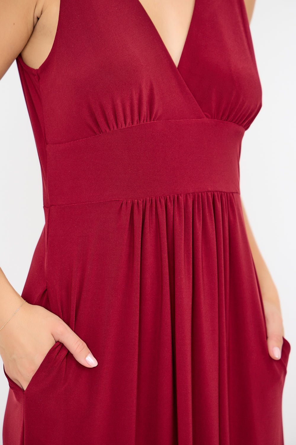 Image of West K Rita Sleeveless V neckline Midi Dress Wine