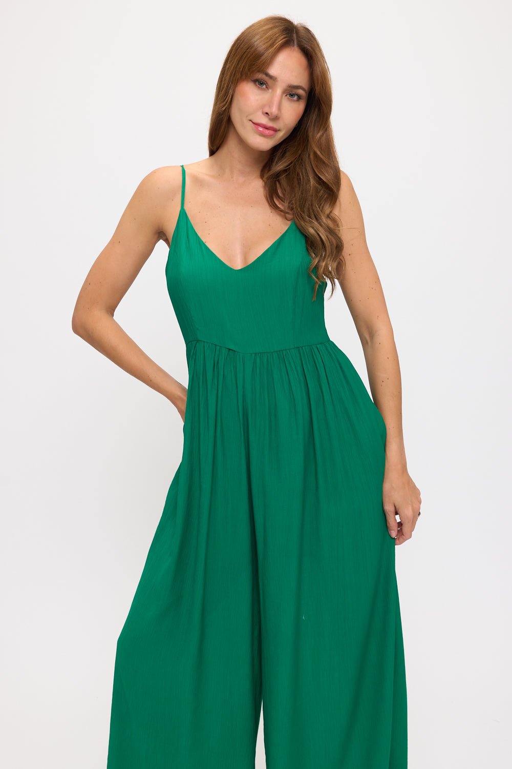 Image of West K Selby V - Neck Wide Leg Jumpsuit Kelly Green