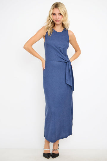 Image of West K Seraphina Side - Tie Knit Maxi Dress Denim Blue