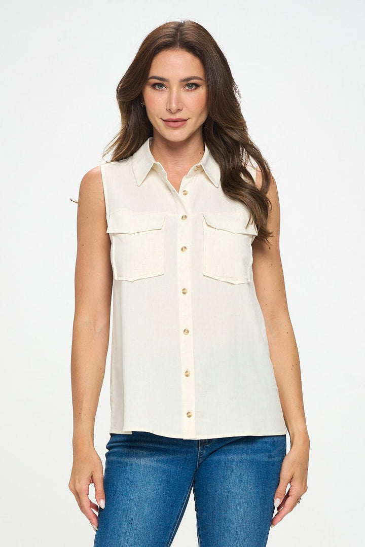 Image of West K Shannon Sleeveless Shirt Neutral