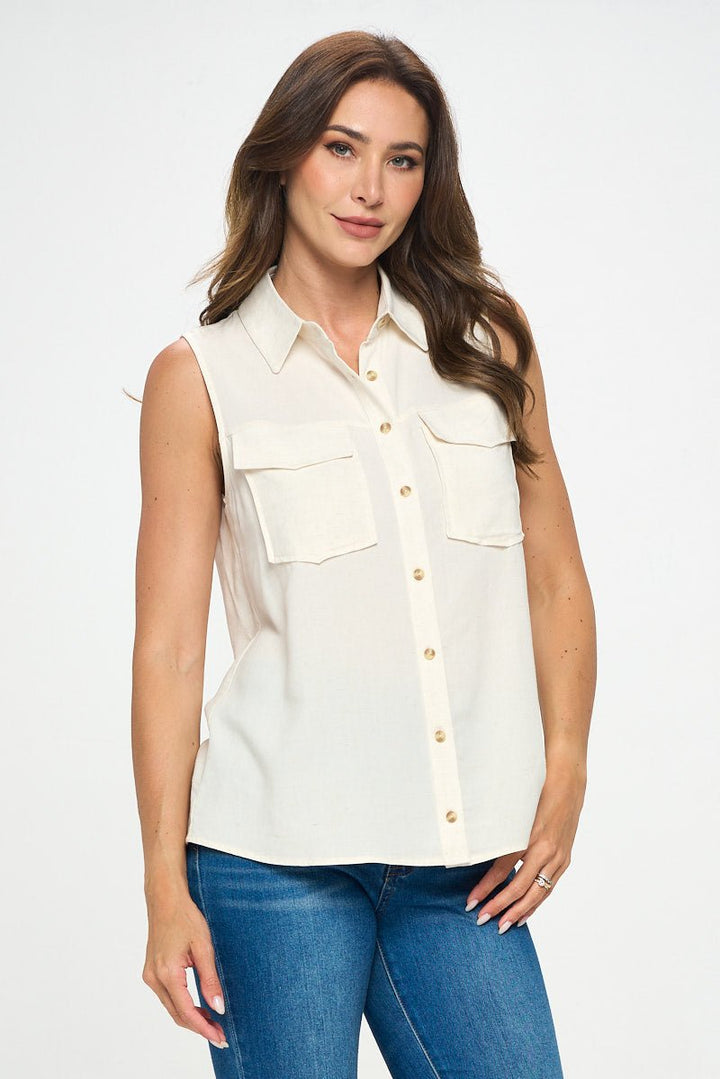 Image of West K Shannon Sleeveless Shirt Neutral