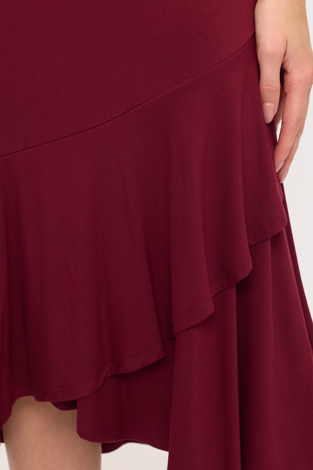 Image of West K Sleeveless Asymmetrical Hem Midi Dress Wine