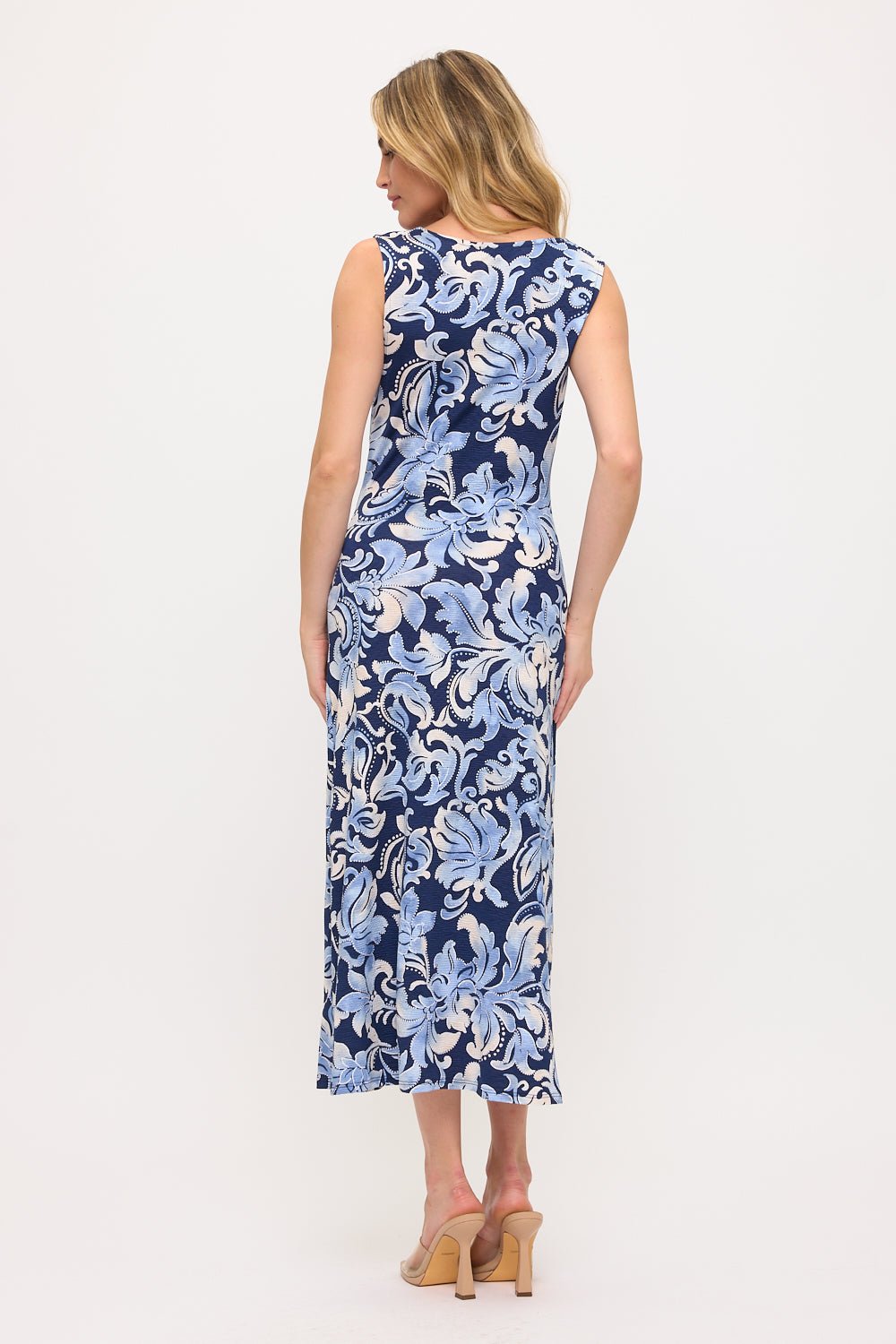 Image of West K Sleeveless Cowl Neck Midi Dress Blue/Navy