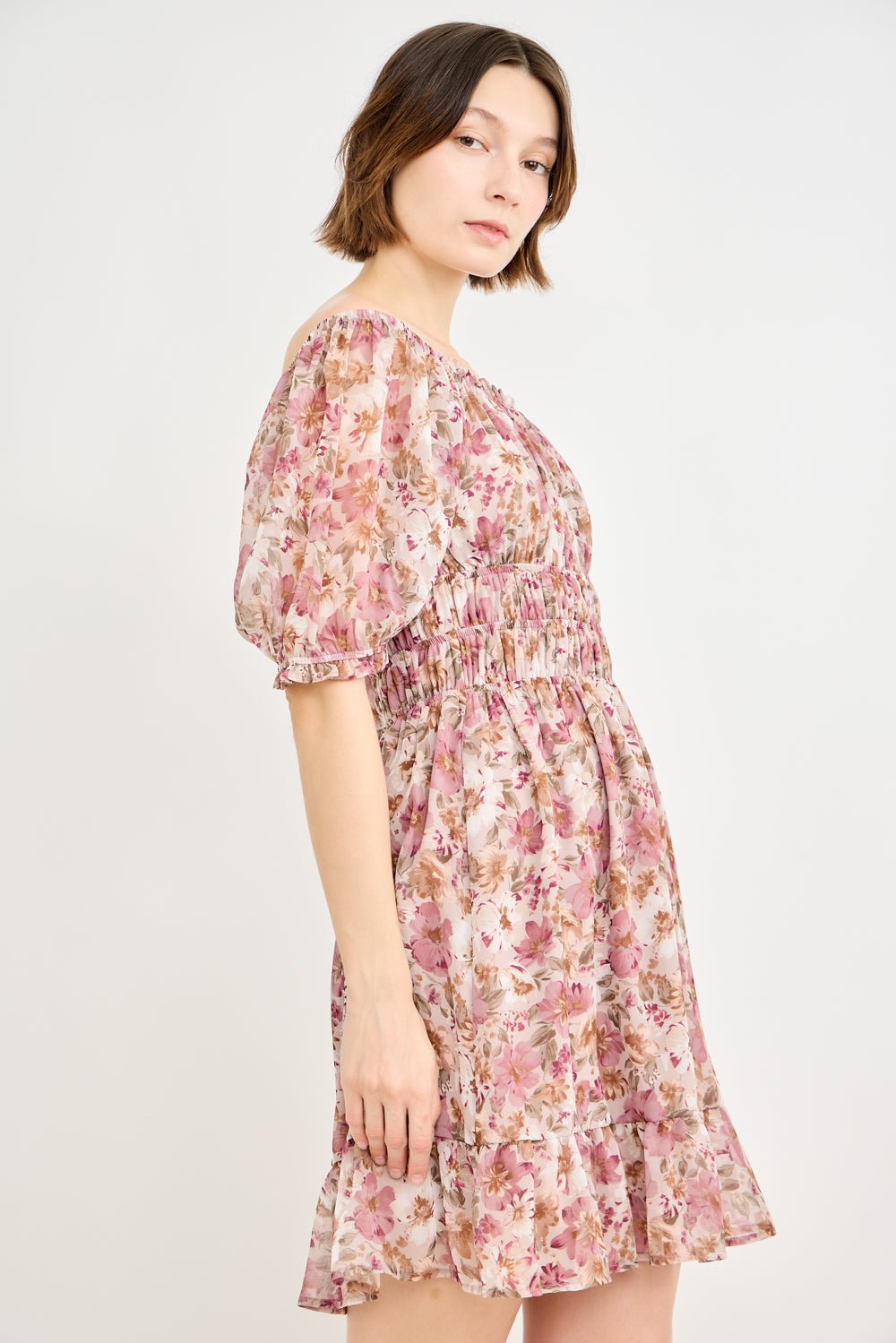 smocked dress off shoulder Love Story Meet the ultimate suitcase hero Smocked Off-Shoulder Dress in Floral