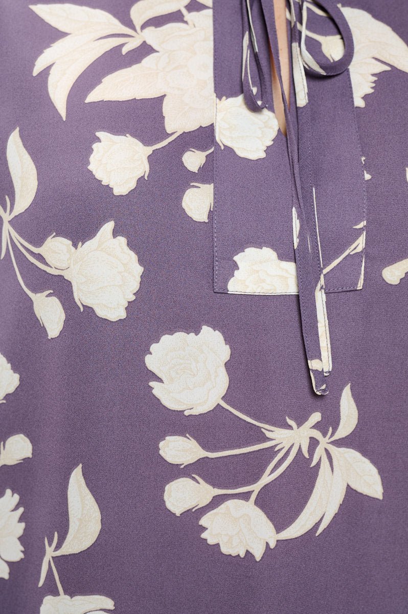 Image of West K Sophia Plus Size Three Quarter Balloon Sleeve Printed Everyday Blouse Lavender Floral