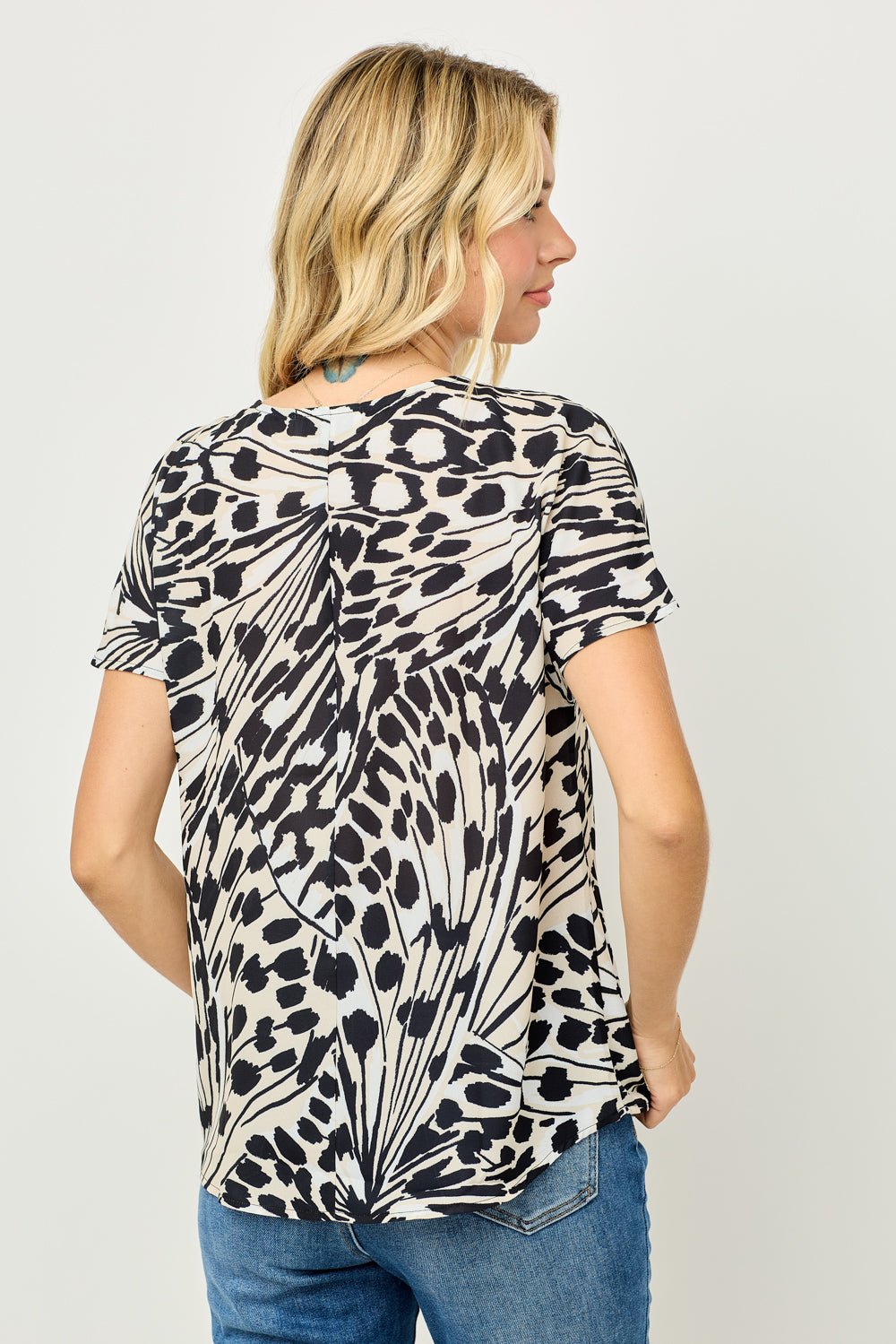 Image of West K Soraya Pleated V - Neckline Blouse Animal Multi