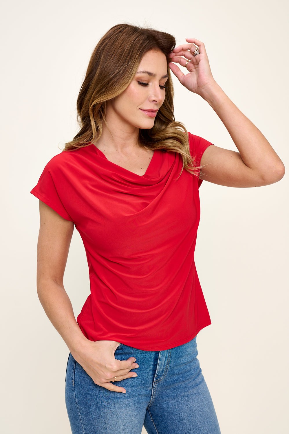 Image of West K Stephanie Cowl Neck Top Red