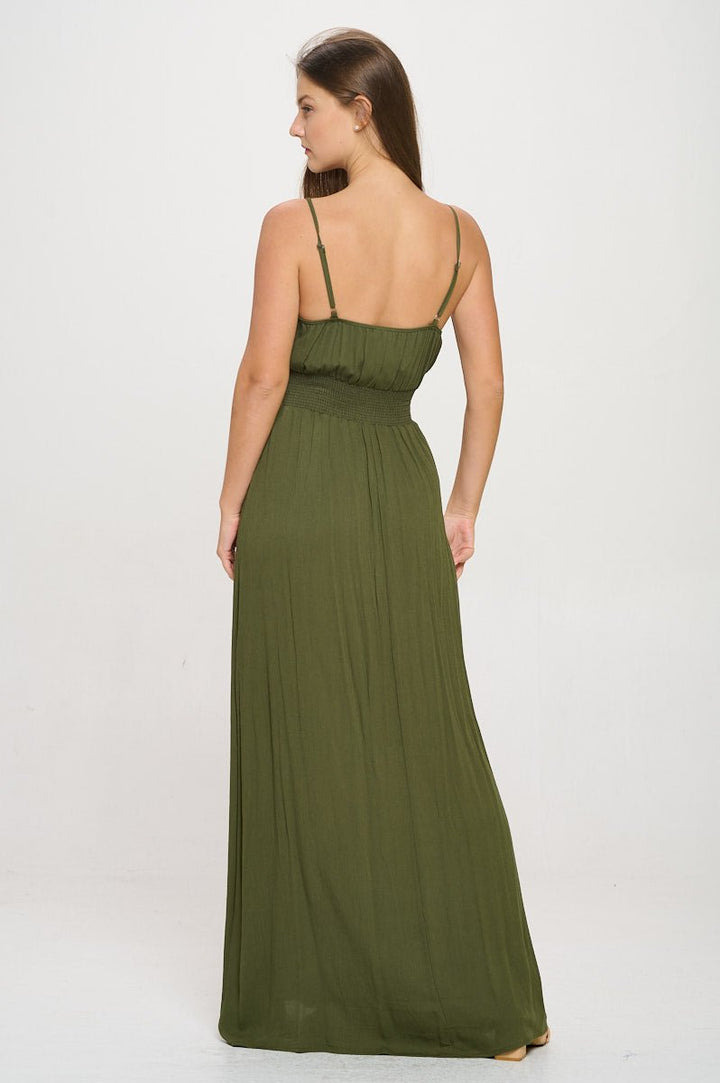 Image of West K Teagan Spaghetti Strap Maxi Dress Olive Green