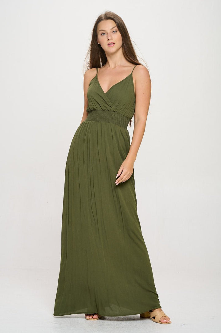 Image of West K Teagan Spaghetti Strap Maxi Dress Olive Green