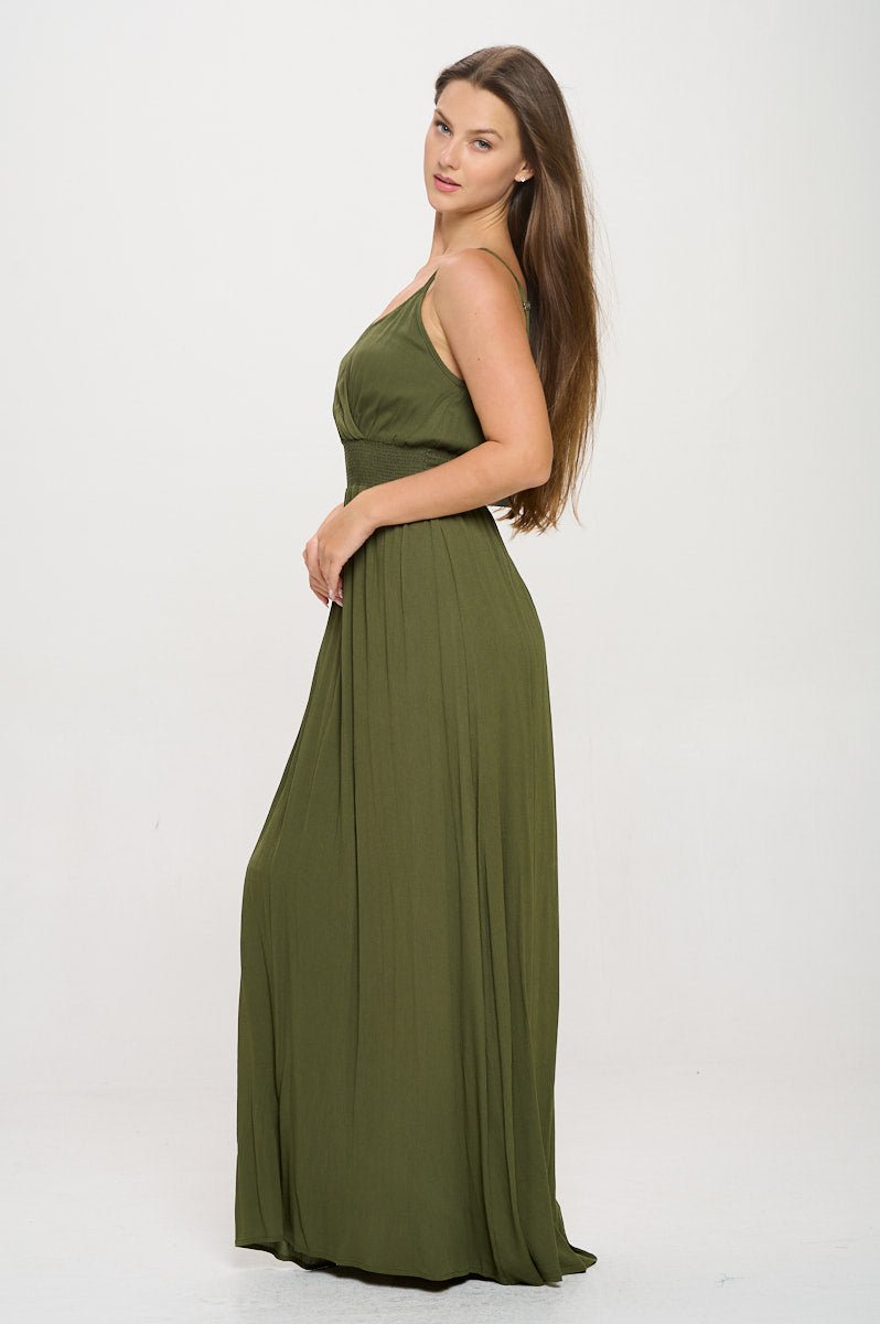 Image of West K Teagan Spaghetti Strap Maxi Dress Olive Green