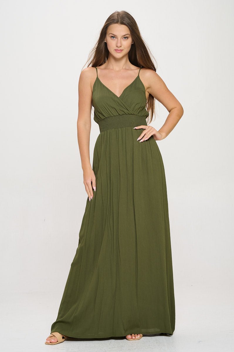 Image of West K Teagan Spaghetti Strap Maxi Dress Olive Green