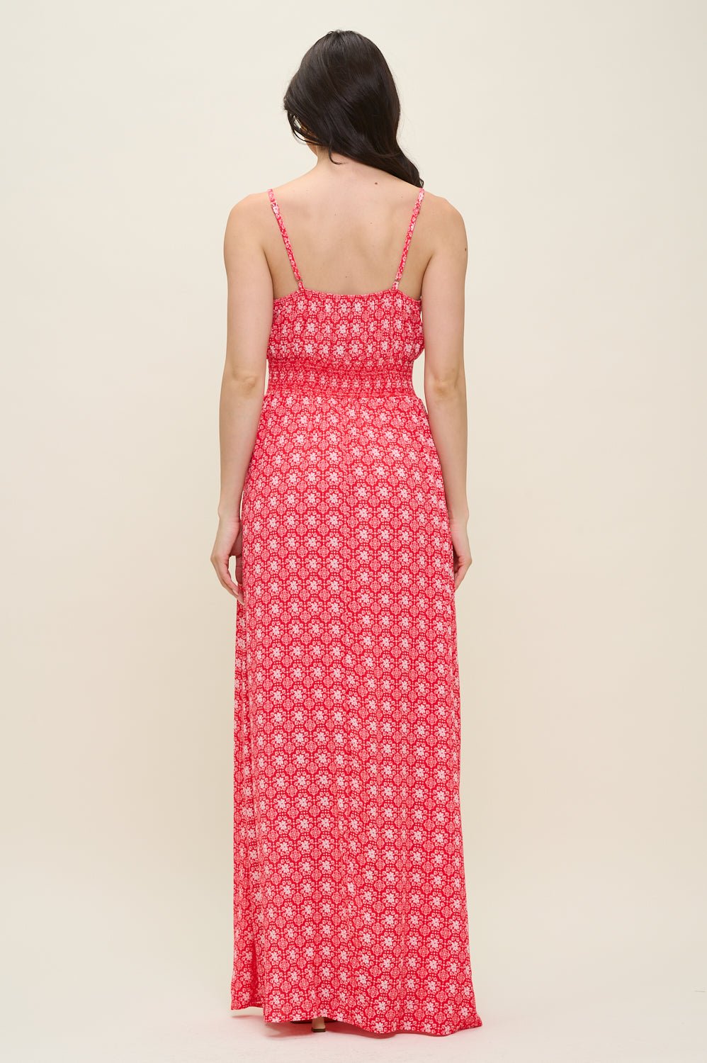 Image of West K Teagan Spaghetti Strap Maxi Dress Red Daisy Floral