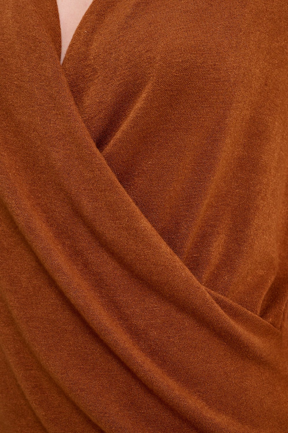 Image of West K Tessa Long Sleeve Surplice Knit Top Burnt Orange