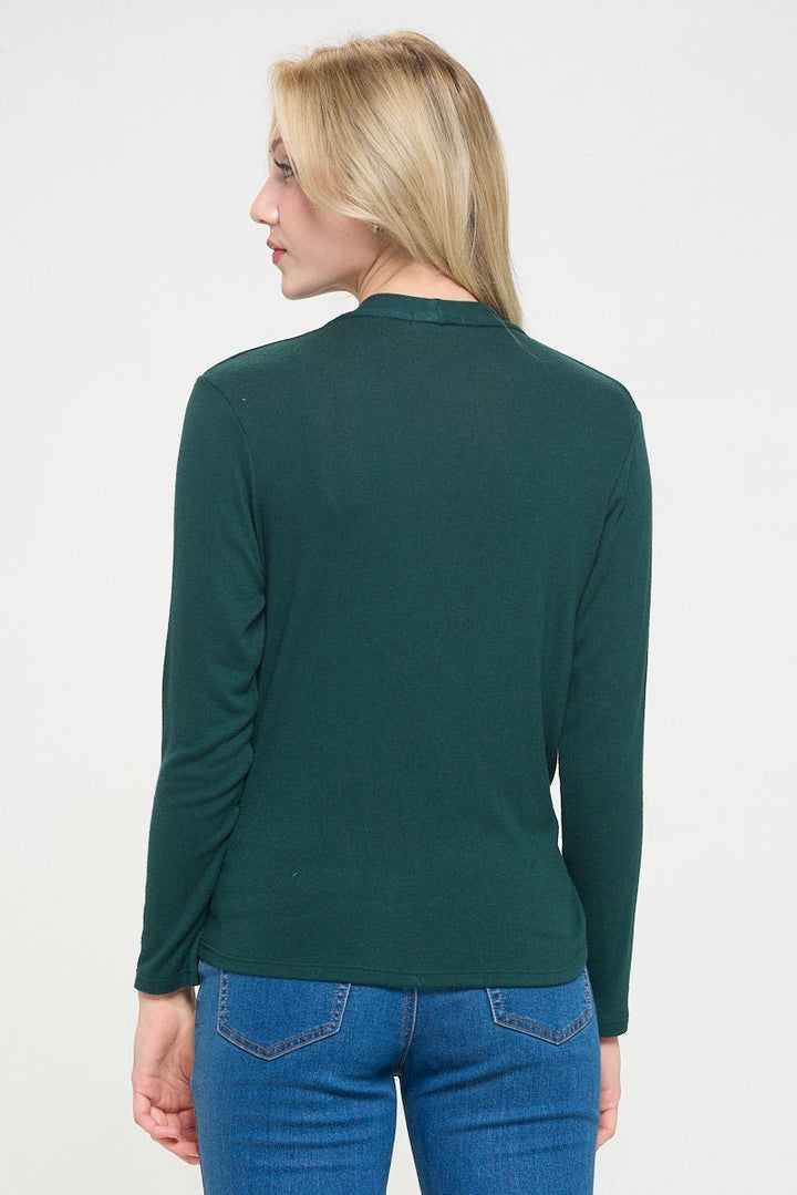 Image of West K Tessa Long Sleeve Surplice Knit Top Hunter Green