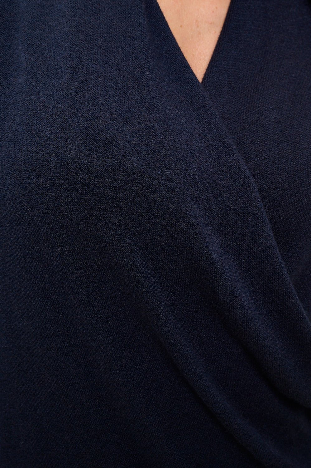 Image of West K Tessa Long Sleeve Surplice Knit Top Navy