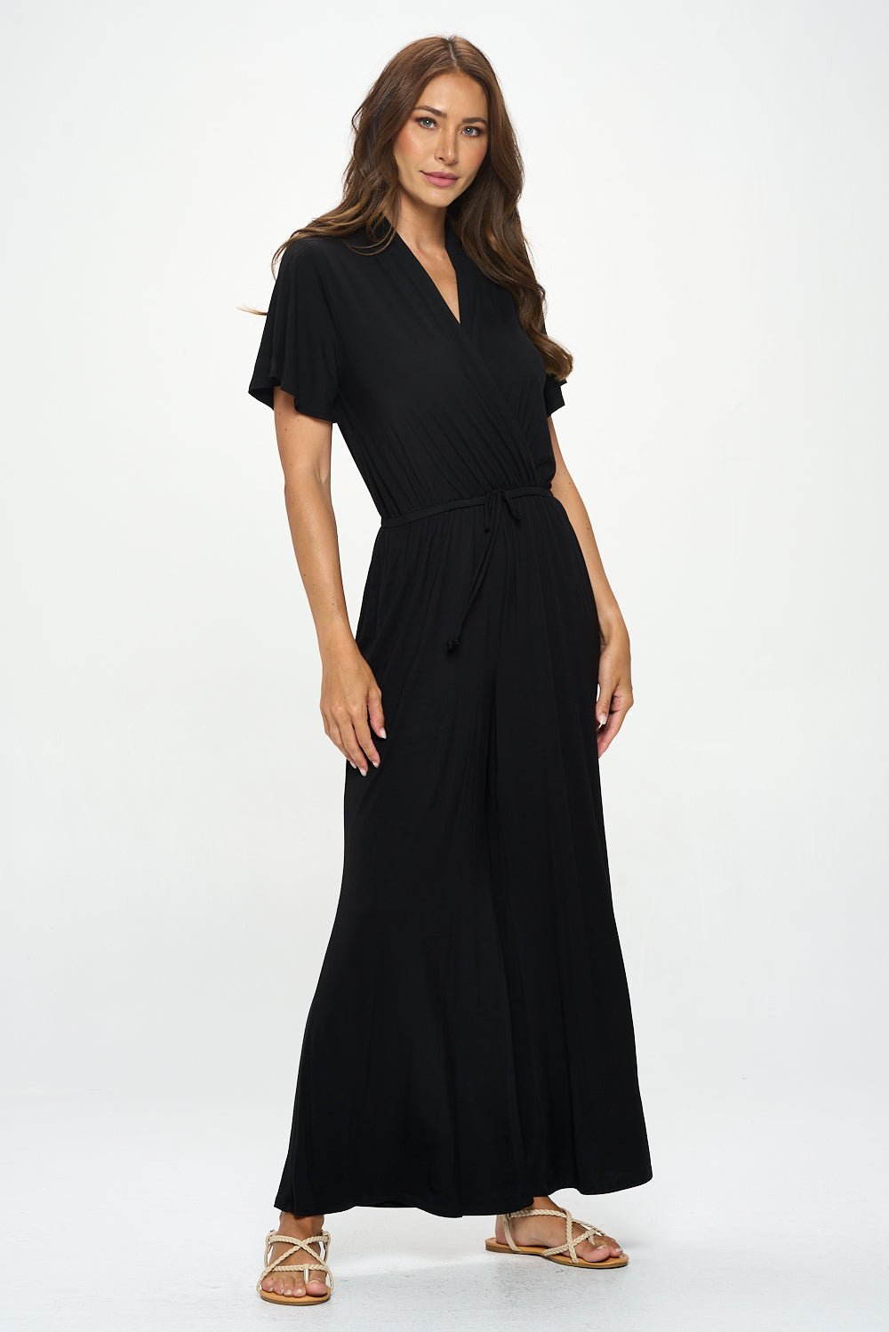 Image of West K Tiffany Flutter Sleeve Knit Jumpsuit Black