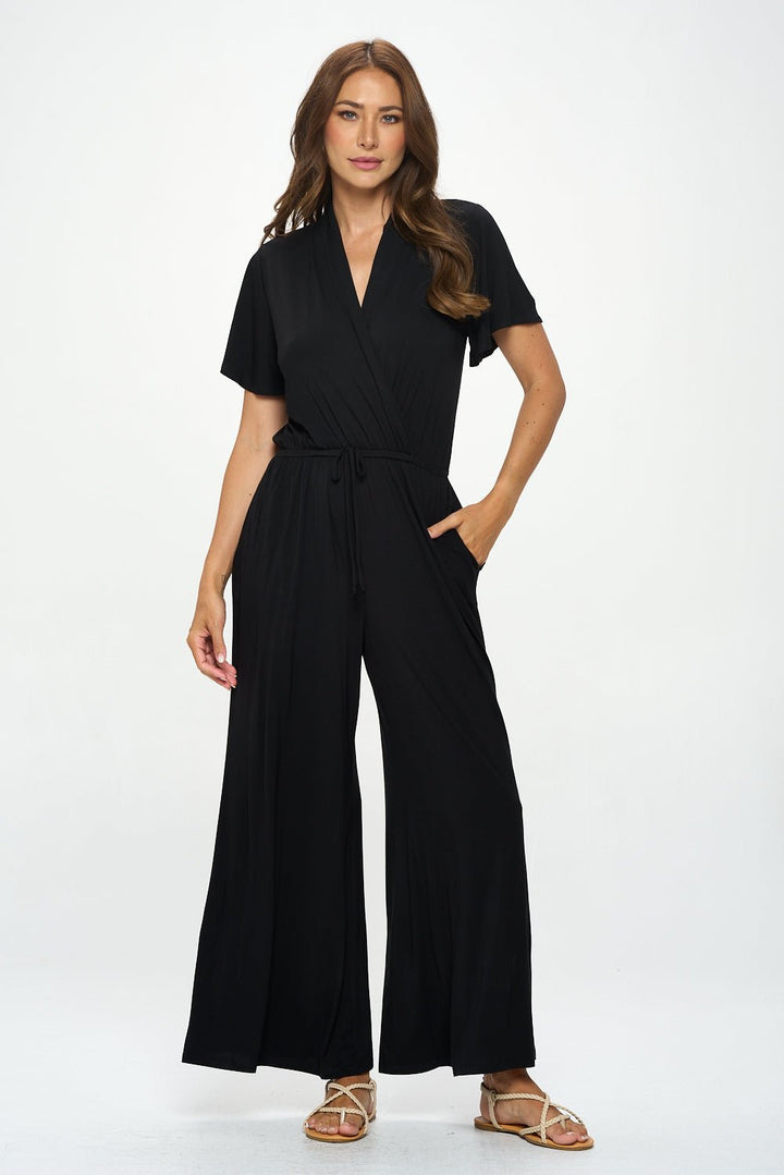 Image of West K Tiffany Flutter Sleeve Knit Jumpsuit Black