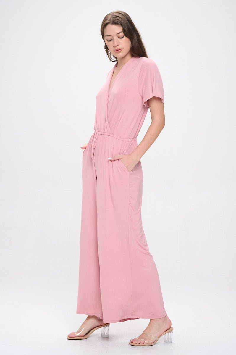 Image of West K Tiffany Flutter Sleeve Knit Jumpsuit Dusty Pink