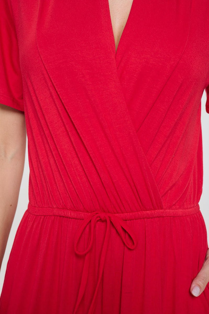 Image of West K Tiffany Flutter Sleeve Knit Jumpsuit Red