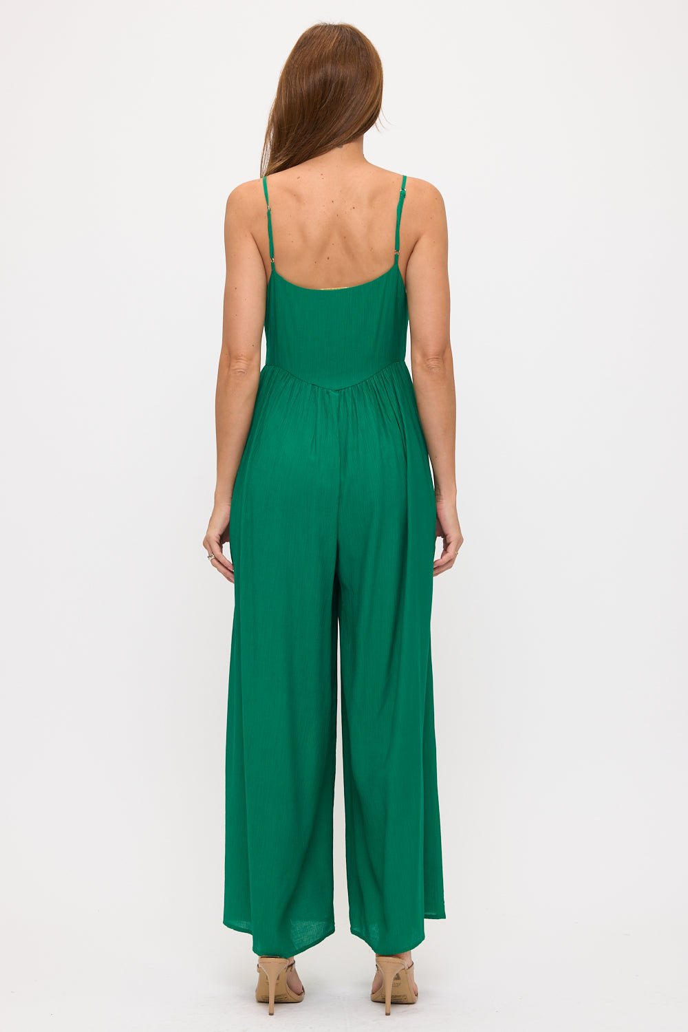 Image of West K V - Neck Spaghetti Strap Jumpsuit Kelly Green