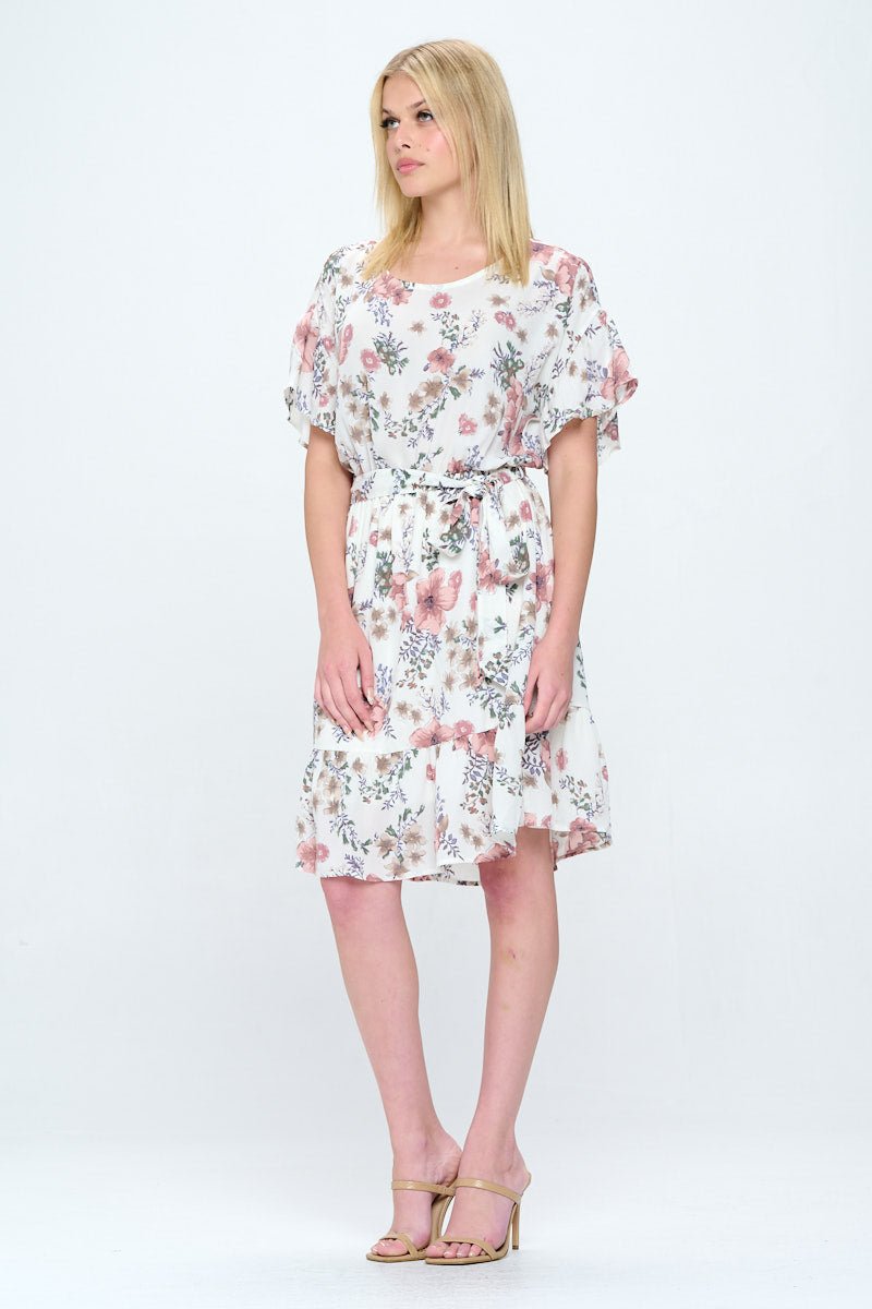 Image of West K Valeria Ruffle Dress Ivory Floral