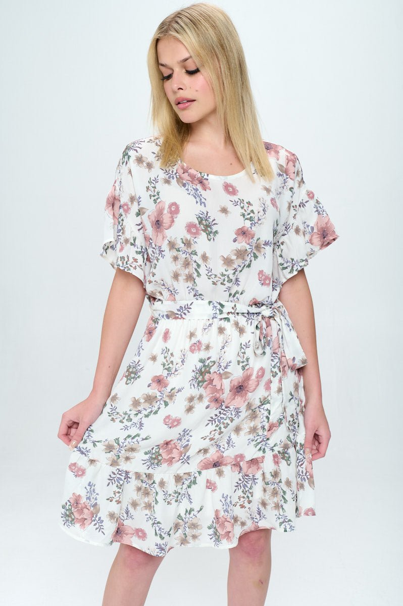 Image of West K Valeria Ruffle Dress Ivory Floral