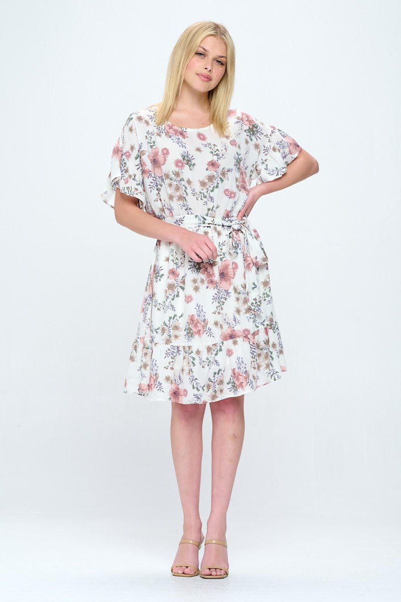 Image of West K Valeria Ruffle Dress Ivory Floral