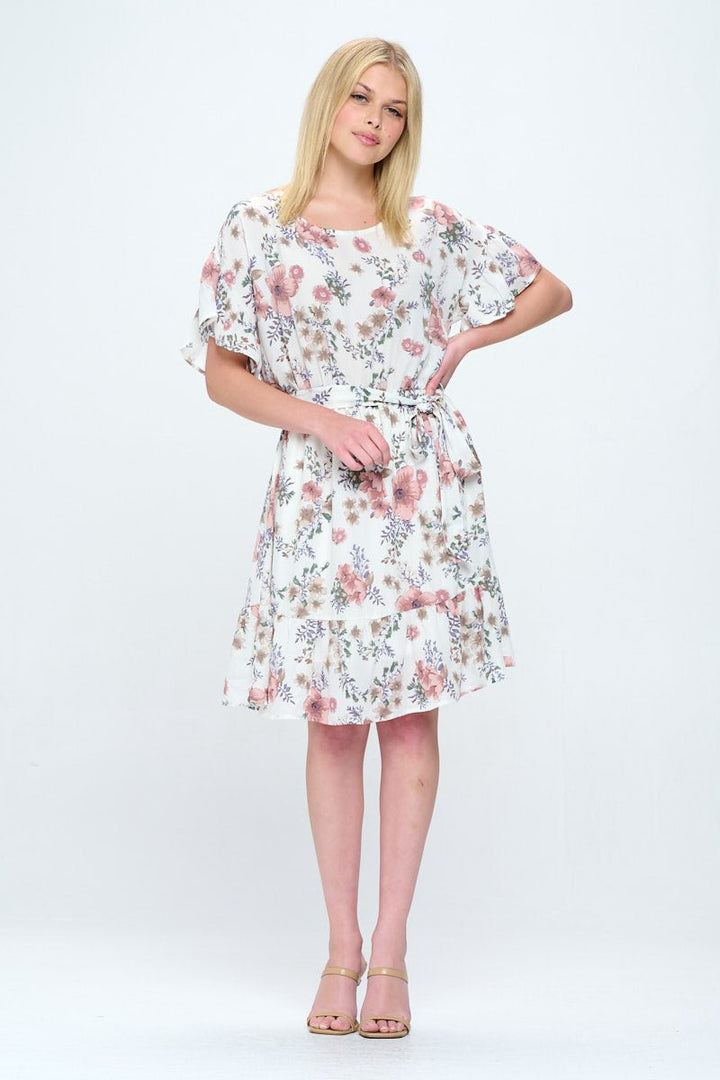 Image of West K Valeria Ruffle Dress Ivory Floral