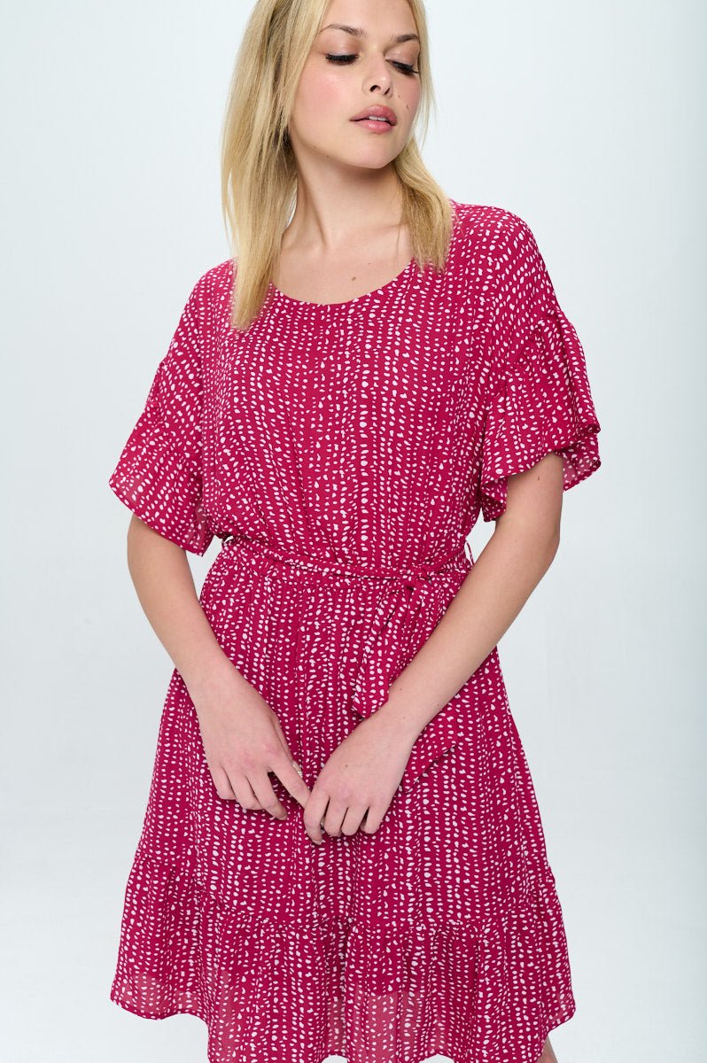 Image of West K Valeria Ruffle Dress Magenta Pebble