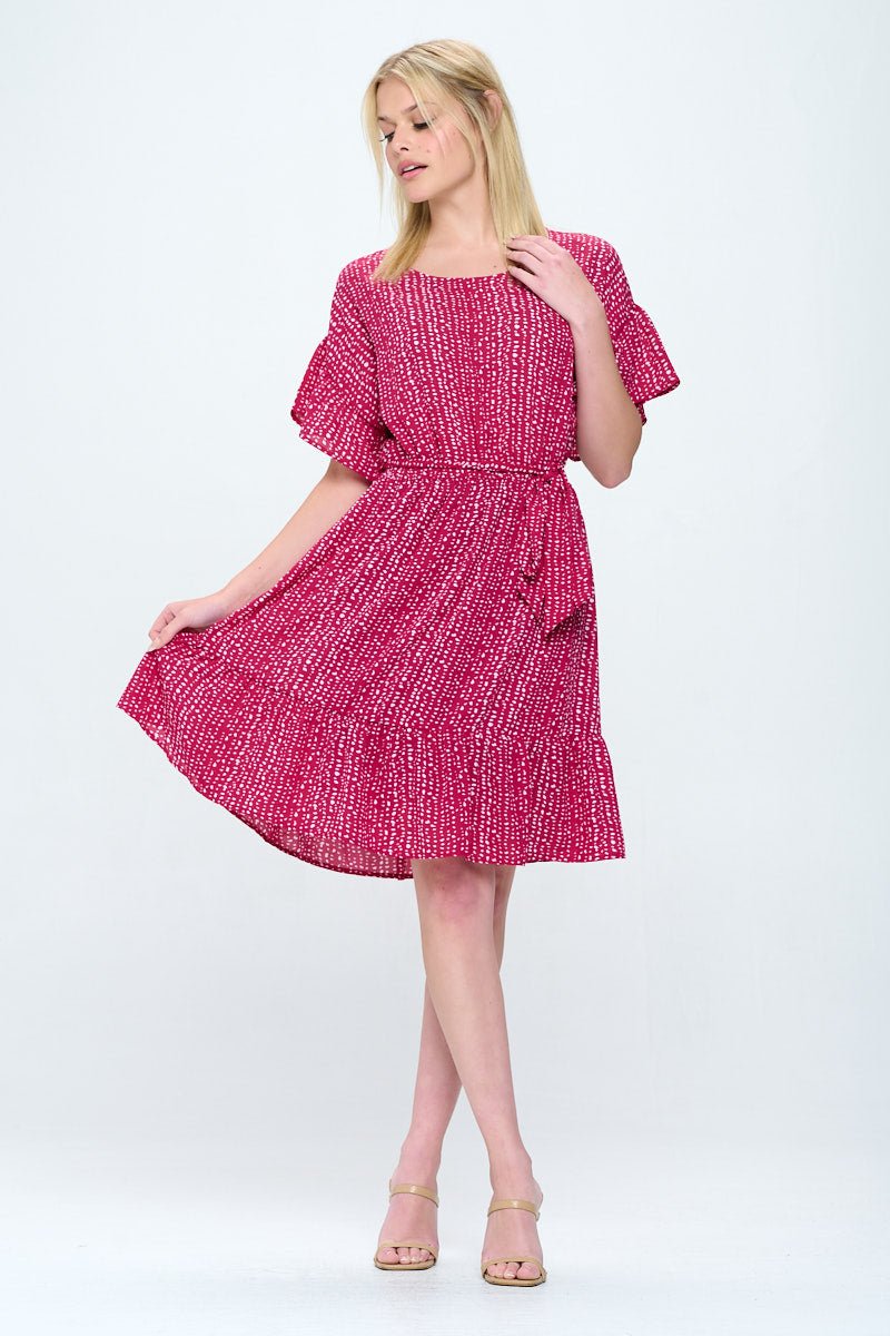 Image of West K Valeria Ruffle Dress Magenta Pebble