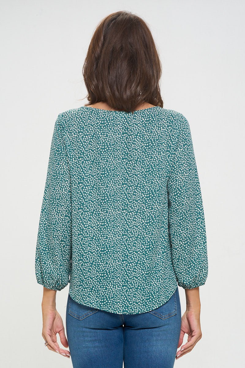 Image of West K Veronica Tie Front Blouse Green Dots