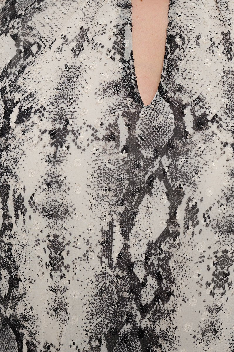 Image of West K Veronica Tie Front Blouse Grey Snakeskin