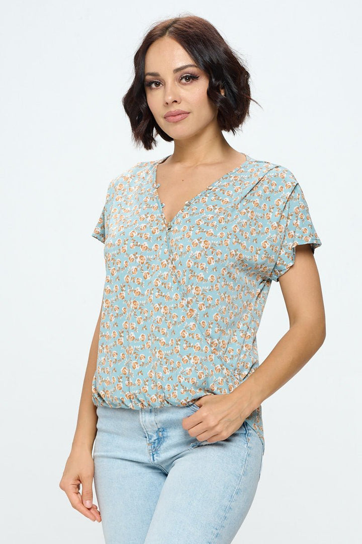 Image of West K Willow Printed Surplice Top Seafoam Floral