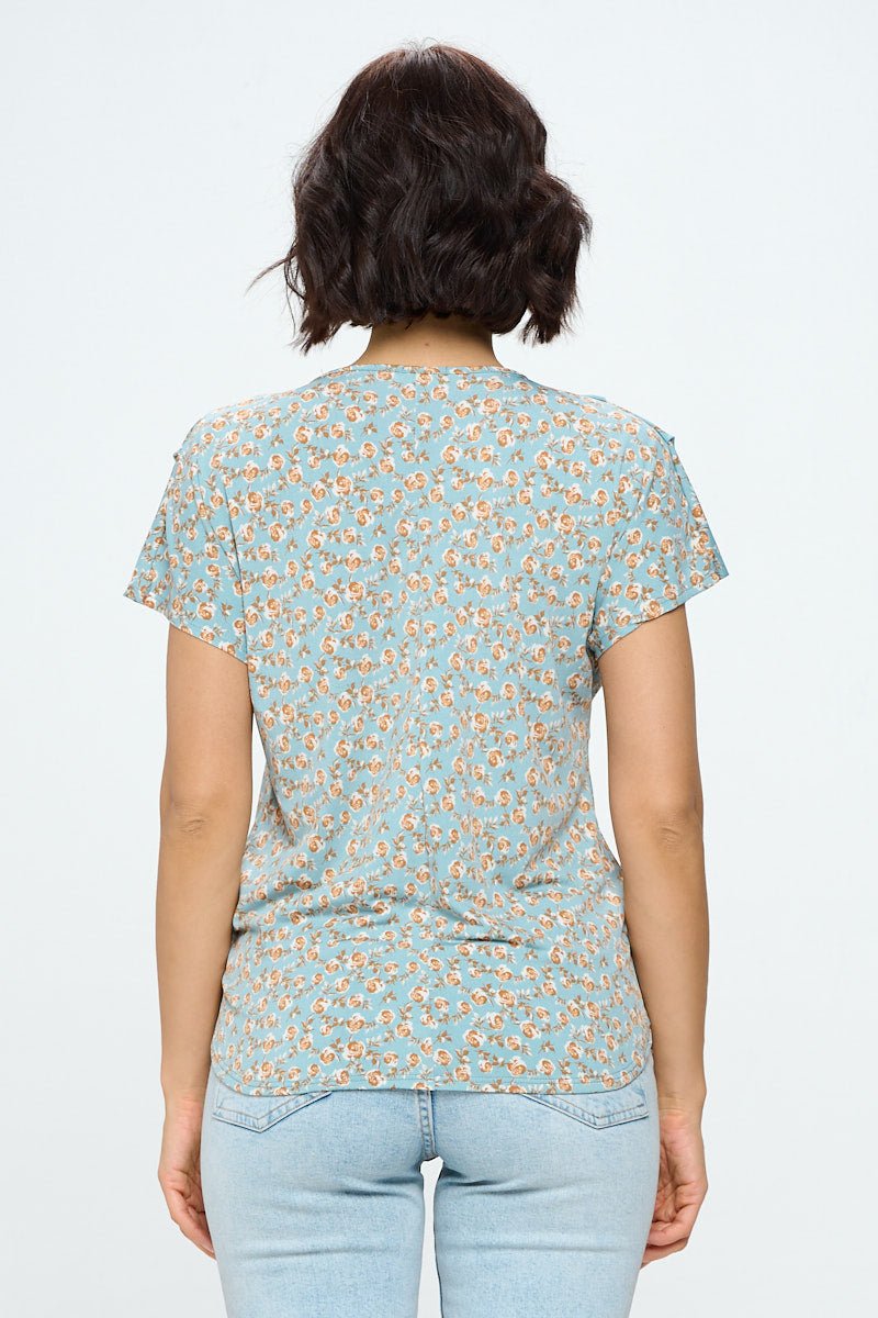 Image of West K Willow Printed Surplice Top Seafoam Floral