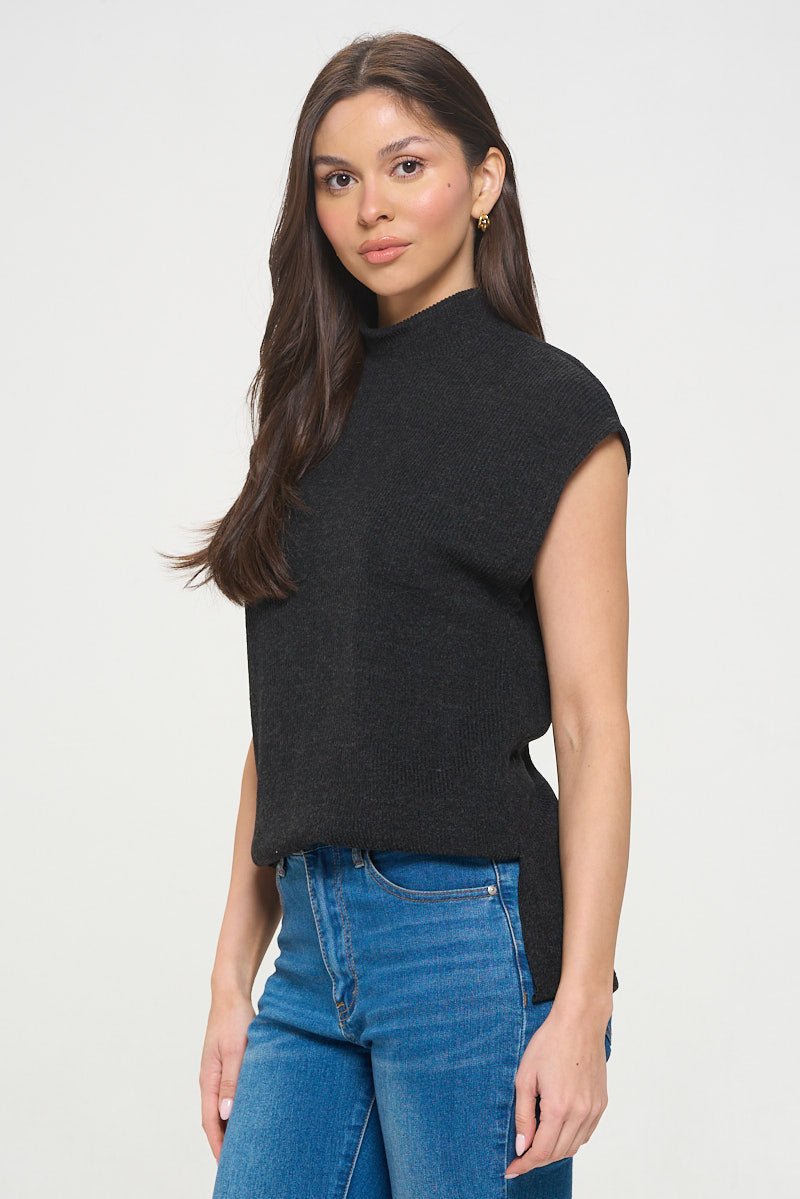 Image of West K Wrenley Sleeveless Ribbed Blouse Black