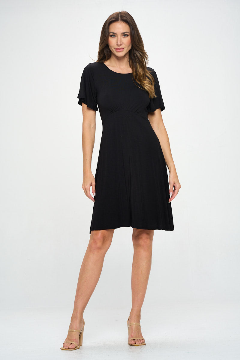 Elli Short Flutter Sleeve High-Waist Mini Dress